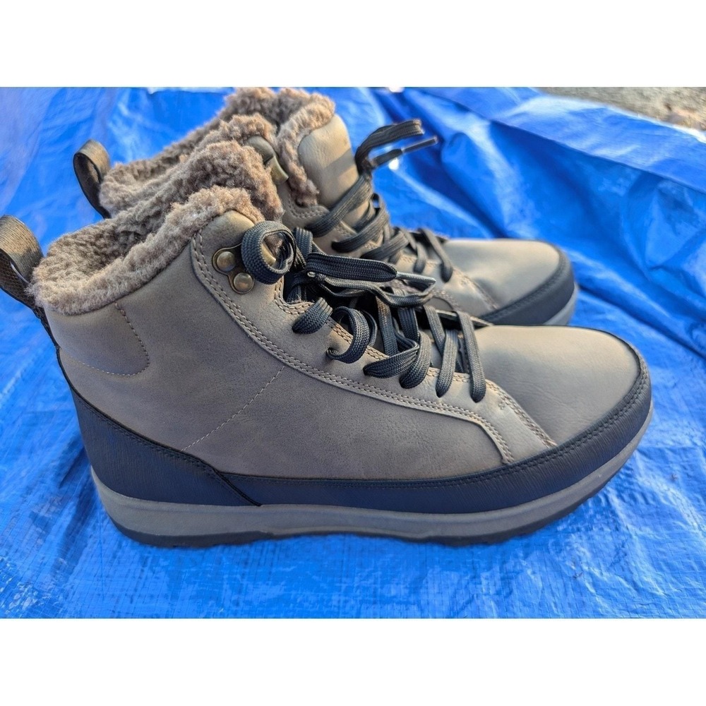 Weatherproof Mens Winter Boots Brown Faux Fur Lined Lace Up Size 11 NEW
